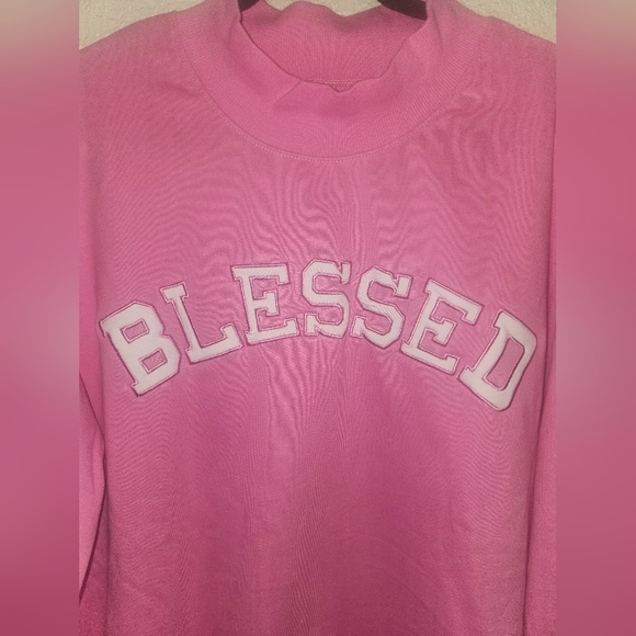 😇NWOT Purchased From @elizajoy17 "Blessed Sweatshirt" Pink🩷 w/ White Font🤍 XL - Picture 4 of 8